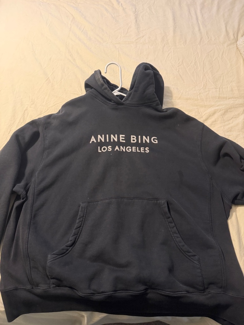 Anine Bing Black Logo Hoodie with White Text